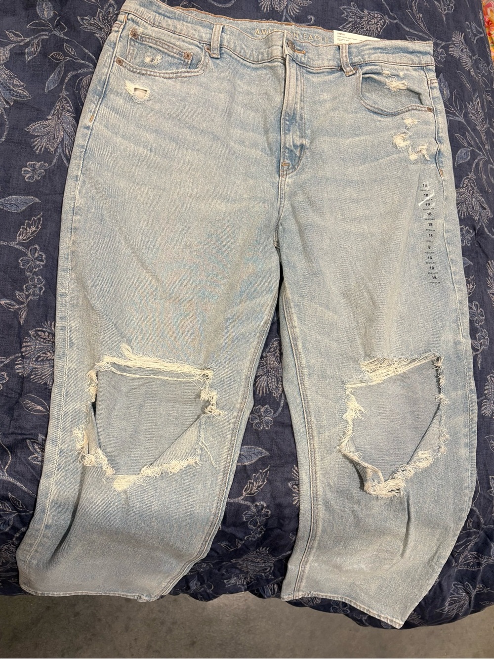 American Eagle Outfitters Light Blue Distressed Boyfriend Jeans